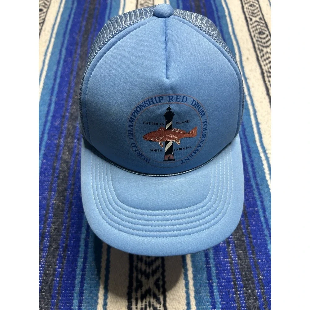 Vintage Hatteras Island World Championship Red Drum Trucker Hat NC Fishing